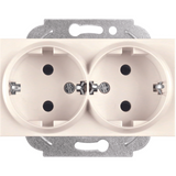 Karre Plus-Arkedia Beige Two Gang Earthed Socket