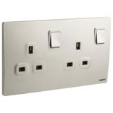 Mallia Senses - 2 gang BS switched socket outlet double pole - 13A - Champagne