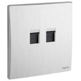 Double RJ45 socket outlet category 6 UTP brushed aluminium