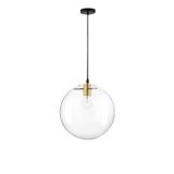 Gold Metal  Clear Glass   & Black PVC Wire  LED E27 1x12 Watt 230 Volt  IP20 Bulb Excluded  D: 25 H1: 26 H2: 181 cm Adjustable height