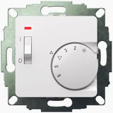 UP room controller, RAL9016 glossy 50x50, 5-30C, AC 230V, 1NC, 10 A, temperature reduction approx. 4K, switch on/off, display controller "on"