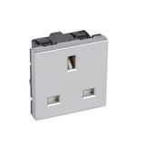 British standard 2P+E switched socket outlet Arteor 13 A - 2 modules - alu