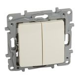 One-way switch Niloé - 2-gang + single live -10AX -250V~ -auto. terminals -ivory