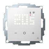 Smart Home capable flush-mounted thermostat as a room controller, RAL 9016 glossy 55x55, AC 230V, Triac, 5 actuators of 3 watts each can be switched