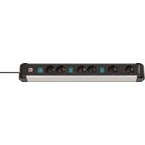 Premium-Alu-Line Technics extension lead 6-way 3m H05VV-F 3G1,5 3x 2-way switchable sockets