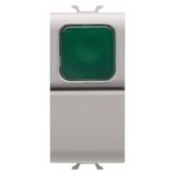 PUSH-BUTTON 1P 250V ac - NO 16A -  GREEN DIFFUSER - 1 MODULE - NATURAL SATIN BEIGE - CHORUSMART