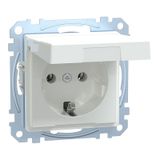 SCHUKO socket outlet with hinged lid, touch protection, plug-in terminals, active white glossy, System M