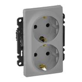 2x2P+E socket with shutters Valena Life - German std - 16 A - 250 V~ - alu