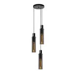 ORLANDO Pendant 3xE27/60W Black/Smoke Glass