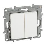 One-way switch Niloé - 2-gang + single live -10AX -250V~ -auto. terminals -white