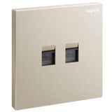 Galion - 1 gang double RJ 45 category 5E UTP socket outlet - champagne