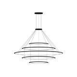 Pendant Circular Inward 5 Rings (ø1200 ø2000 ø3000 ø2000 ø1200) LED 494.6W 22517lm 4000K Black