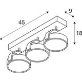 KALU 3 QPAR ceiling light, alu brushed. ES111, max. 3x75W