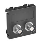 MTG-2BC F SWGR1 2 x BNC connection, 1 module, straight outlet, as 1:1 coupling, black-grey