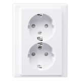 SCHUKO double socket, BRS, plug-in terminals, active white glossy, M-SMAR