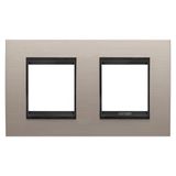 LUX INTERNATIONAL PLATE - IN METAL - 2+2 MODULES HORIZONTAL - BRUSHED ALUMINIUM LAVY - INNER FRAME MATT BLACK - CHORUSMART