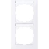 M-Pure frame, double with label holder, vertical installation, active white,