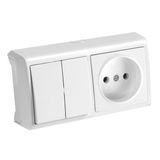 Vera White Two Gang Switch + Socket Horizontal