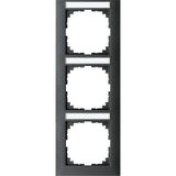 M-Pure frame, 3-fold with label holder, vertical installation, anthracite,