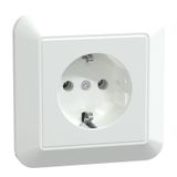 SCHUKO socket outlet with full cover plate, plug-in terminals, active white glossy, 1-M