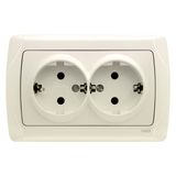 Carmen Beige Two Gang Earthed Socket