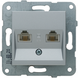 Novella-Trenda Silver Two Gang Data Socket (2xCAT6)