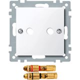 Central plate w. high-end loudspeaker connector, active white, glossy, System M