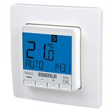 Clock thermostat as room controller, AC 230V, 1 changeover contact, heating 5(2) A, cooling 1(1) A, blue backlighting