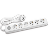 X-tendia White Six Gang Socket Switch Earth Cable CP