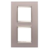 LUX INTERNATIONAL PLATE - IN GLASS - 2+2 MODULES VERTICAL - PERLY GRAY - INNER FRAME MATT LIGHT BRONZE - CHORUSMART