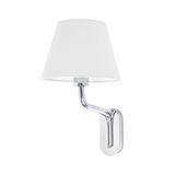 ETERNA CHROME WALL LAMP E27 15W WHITE LAMPSHADE