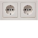 SCHUKO socket outlet combination 2gang, w. frame,Q.3, P-W