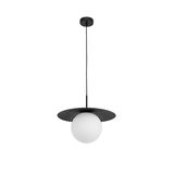 Opal Glass  Matt Black Metal  LED E27 1x12 Watt 230 Volt  IP20 Bulb Excluded   D: 38 H1: 32 H2: 120 cm Adjustable height