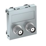 MTG-2BC F AL1 2 x BNC connection, 1 module, straight outlet, as 1:1 coupling, aluminium-painted