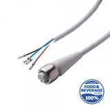 Sensor Kabel, 5m, 4-polig, TPE grau, Dichtung EPDM, Überwurf V4A, M12 Sensorbuchse A-kodiert/offene Leitungsenden, FDA 