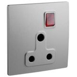 Mallia Senses - 1 gang BS switched socket outlet with indicator - 15A - Dark Silver