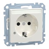 SCHUKO socket with control light and label, touch protection, plug-in terminals, polar white glossy, System M