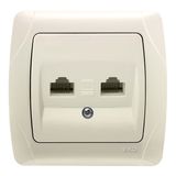 Carmen Beige Two Gang Data Socket (2xCAT5)