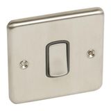 Synergy Authentic 1 Gang 2 Way 10A Single Pole Push Switch Brushed Stainless Steel