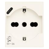 2P+E 16A Universal+USB-C outlet white