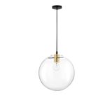 Gold Metal  Clear Glass  & Black PVC Wire  LED E27 1x12 Watt 230 Volt  IP20 Bulb Excluded  D: 30 H1: 32 H2: 187 cm Adjustable height