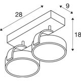 KALU 2 QPAR ceiling light, alu brushed. ES111, max. 2x75W