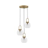 Clear Glass  Black Cord  Brass Gold Metal   LED E27 3x12 Watt 230 Volt   IP20 Bulb Excluded  D: 30 H1: 30.3 H2: 150 cm Adjustable Height