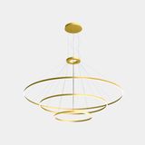 Pendant Circular Downward 3 Rings (ø3000 ø2000 ø1200) LED 326.4W 12913lm 2700K Gold