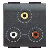 Triple RCA video socket 2 modules LivingLight anthracite