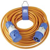 CEE extension 25m, orange
25m PUR cable H07BQ-F 3G2.5, in orange signal color
with CEE plug “powerlight” and CEE coupling “powerlight” with phase display