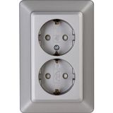 Double earthed socket outlet, with shutt