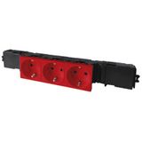 Socket Mosaic - 3x2P+E - instal on trunking - auto term WAGO WINSTA - std - red