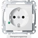 SCHUKO socket with surge protection and labeling field, touch protection, plug-in terminals, polar white, System M