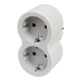 MOP STD SCH 2P+E 16A 2 FRONT OUTLETS WHITE/GREY